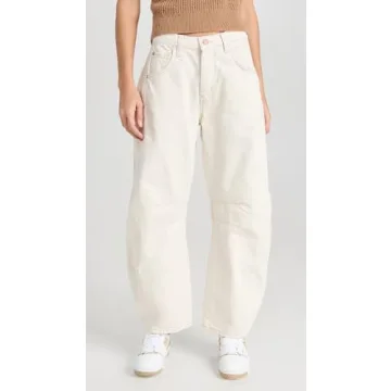 Stylish Free People Women's Barrel Jeans in Milk