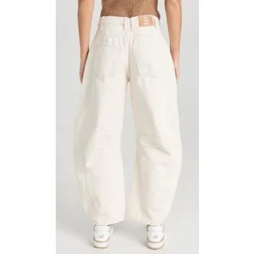 Stylish Free People Women's Barrel Jeans in Milk