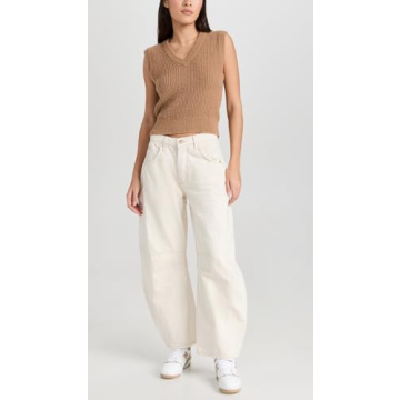 Stylish Free People Women's Barrel Jeans in Milk