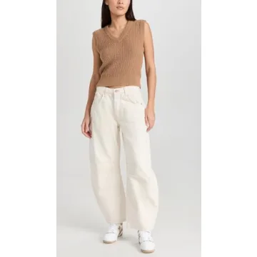 Stylish Free People Women's Barrel Jeans in Milk
