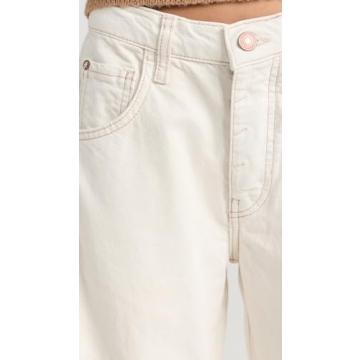 Stylish Free People Women's Barrel Jeans in Milk