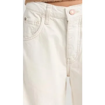 Stylish Free People Women's Barrel Jeans in Milk
