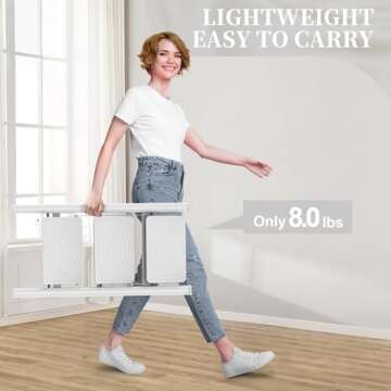 HBTower Step Ladder 3 Step Folding, Small Step Stool for Adults, Closet Step Stool Lightweight Kitchen Ladder 3 Step Ladder with Anti-Slip Wide Pedals, White