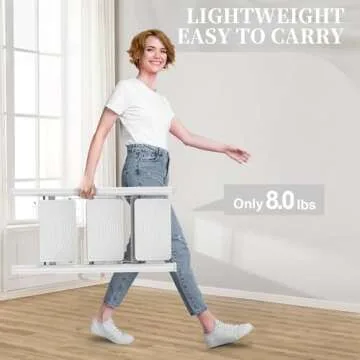 HBTower Step Ladder 3 Step Folding, Small Step Stool for Adults, Closet Step Stool Lightweight Kitchen Ladder 3 Step Ladder with Anti-Slip Wide Pedals, White