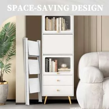 HBTower Step Ladder 3 Step Folding, Small Step Stool for Adults, Closet Step Stool Lightweight Kitchen Ladder 3 Step Ladder with Anti-Slip Wide Pedals, White