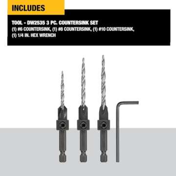 DEWALT Countersink Drill Bit Set #6, #8, #10, 3-Piece (DW2535)
