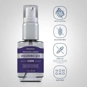 Piping Rock Hyaluronic Acid Serum for Face | 1 fl oz | Moisturizer for Skin and Body | Cruelty Free