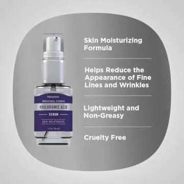 Piping Rock Hyaluronic Acid Serum for Face | 1 fl oz | Moisturizer for Skin and Body | Cruelty Free