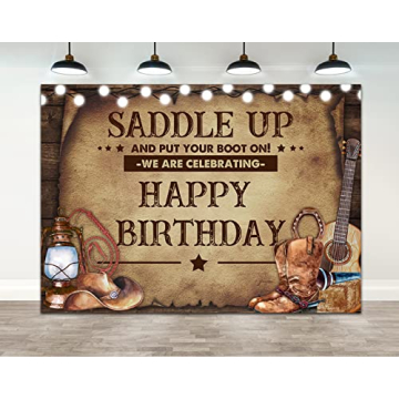 Ticuenicoa 7×5ft Cowboy Birthday Backdrop Saddle Up and Put Your Boot On We are Celebrating Happy B...