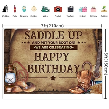 Cowboy Birthday Backdrop 7×5ft - Perfect for Kids Parties