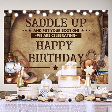Cowboy Birthday Backdrop 7×5ft - Perfect for Kids Parties