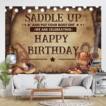 Cowboy Birthday Backdrop 7×5ft - Perfect for Kids Parties