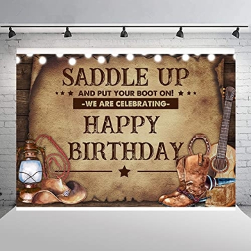 Cowboy Birthday Backdrop 7×5ft - Perfect for Kids Parties