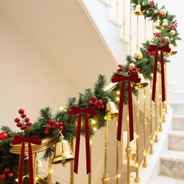 Senjie 10Pcs Large Velvet Christmas Tree Bows, 20in Burgundy for Stylish Holiday Decor