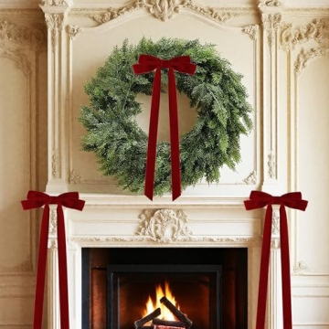 Luxurious Velvet Christmas Tree Bows Set of 10