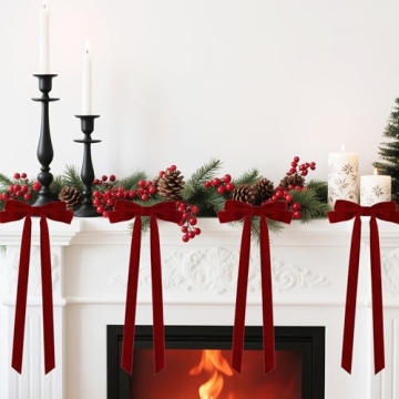 Luxurious Velvet Christmas Tree Bows Set of 10