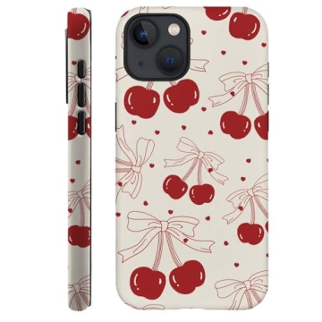 ilikediy for iPhone 15 Plus Case, HH2 Red Cherry Bows Hybrid 2 Layer Hard Shell Silicone Protective ...