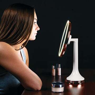 mDesign LED Lighted Makeup Mirror - Hands-Free, Rechargeable