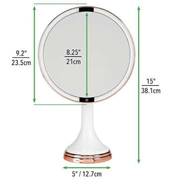 mDesign LED Lighted Makeup Mirror - Hands-Free, Rechargeable
