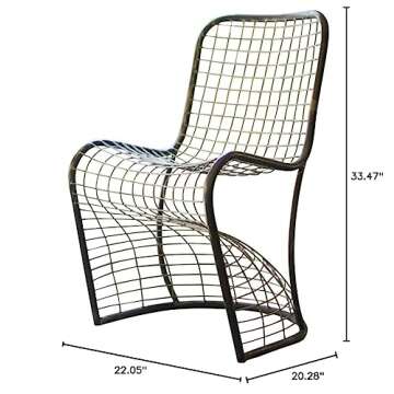 MY SWANKY HOME 33 Inch Modern Industrial Woven Grid Metal Accent Chair Curved Minimalist