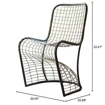 MY SWANKY HOME 33 Inch Modern Industrial Woven Grid Metal Accent Chair Curved Minimalist