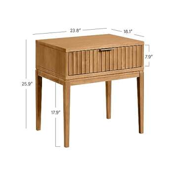 Nathan James Jasper Mid-Century Accent Side or End Table with Storage, Wood Frame, Natural Brown