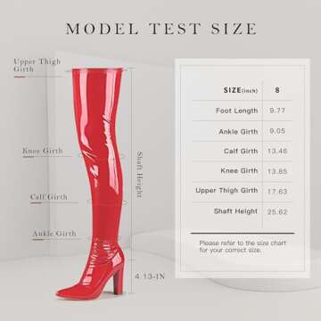 WSKEISP Red Boots for Women Thigh High Boots Red Gogo Boots Leather Boots Over The Knee High Boots 70s Pointed Toe Sexy Dress Boots Long Red Boots Tall Boots Chunky Boots for Women