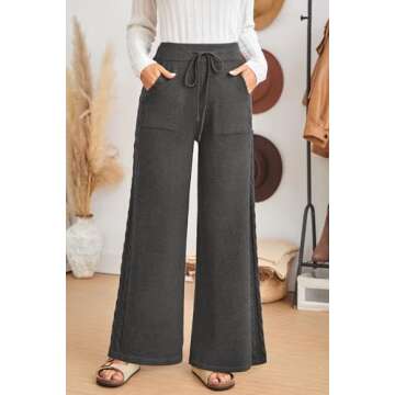 Arach&Cloz Womens 2025 Spring Fashion Sweater Pants Wide Leg Petite Sweatpants Casual High Elastic W...