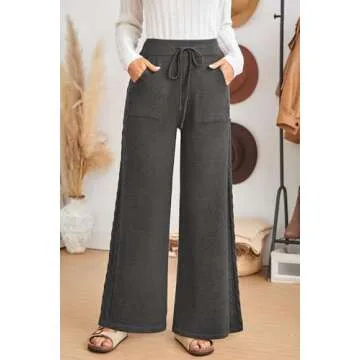 Arach&Cloz Womens 2025 Spring Fashion Sweater Pants Wide Leg Petite Sweatpants Casual High Elastic W...