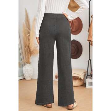 Arach&Cloz Womens 2025 Spring Fashion Sweater Pants Wide Leg Petite Sweatpants Casual High Elastic Waisted Flowy Lounge Outfits Knit Dressy Loose Plus Size Trousers Grey Gray