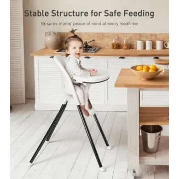 HAN-MM Foldable High Chair, One Click fold,Save Space, Detachable Double Tray, Infant Chair, Car Traveling, 3 in 1 Convertible, 3-Point Harness, Adjustable Footrest, Non-Slip Feet, Adjustable Legs