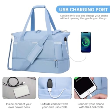 ETRONIK Gym Bag with USB Charging for Women Travel
