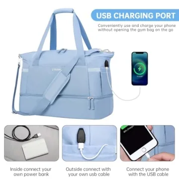 ETRONIK Gym Bag with USB Charging for Women Travel