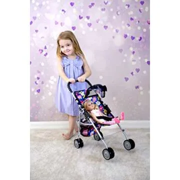 Flower Baby Doll Stroller with Basket - Ideal Gift for Kids