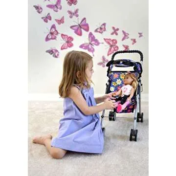 Flower Baby Doll Stroller with Basket - Ideal Gift for Kids