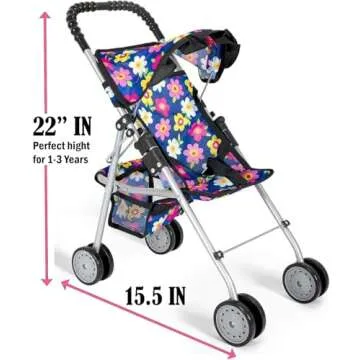 Flower Baby Doll Stroller with Basket - Ideal Gift for Kids