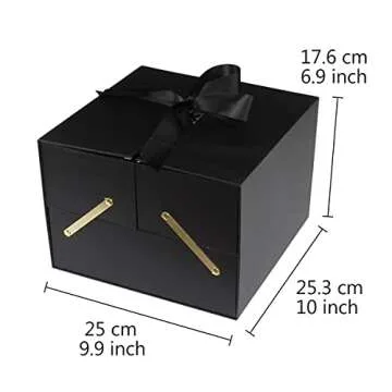 WENPACK Empty I Love You Box Valentines Day Mother's Flower Arrangement Gift Box With Foam Insert Holder Watering Tray(Black)