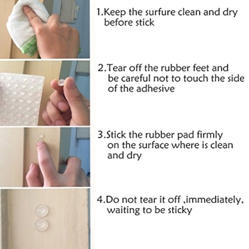 300 Pieces Clear Rubber Feet Adhesive Door Bumpers Pads Sound Dampening Cabinet Buffer Pads, 8.5 by 2.5 mm (Clear)