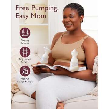 Momcozy Hands Free Pumping Bra - Comfortable and Adjustable for Breastfeeding and Pumping.