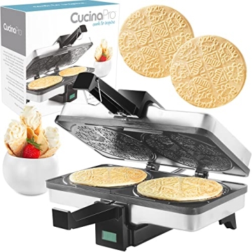 CucinaPro Krumkake Baker By Cucina Pro - 100% Non Stick, Makes Two Krumkake Pizzelle-Like Cookies, G...