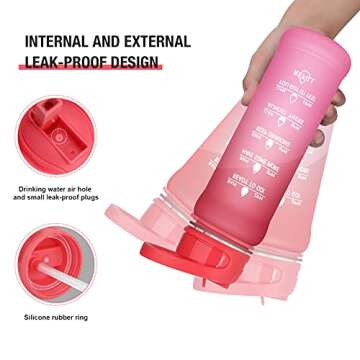 PASER 24 oz Motivational Water Bottle with Time Marker & Straw - Leakproof Light Sports Water Bottles for Kids to Ensure You Drink Enough Water Throughout The Day