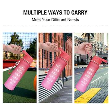 PASER 24 oz Motivational Water Bottle with Time Marker & Straw - Leakproof Light Sports Water Bottles for Kids to Ensure You Drink Enough Water Throughout The Day