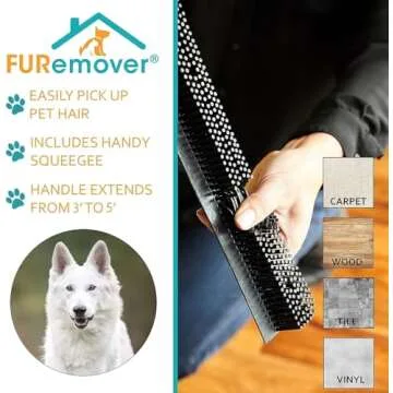 FURemover Pet Hair Broom with Squeegee - Effortless Cleaning