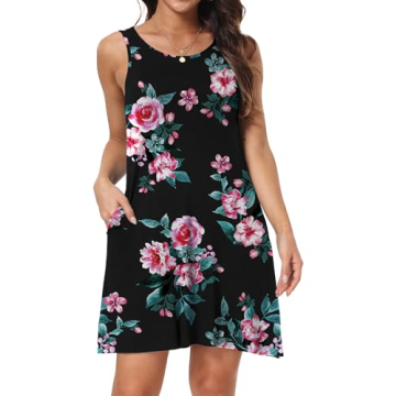 HAOMEILI Floral Swing Dress Soft Stylish Pockets