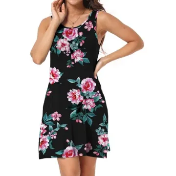 HAOMEILI Floral Swing Dress Soft Stylish Pockets