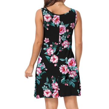 HAOMEILI Floral Swing Dress Soft Stylish Pockets