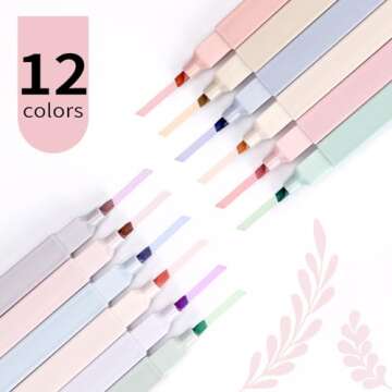 LABUK 12pcs Highlighters, Aesthetic Pastel Cute Highlighter for Bible and Pens No Bleed, with Assort...