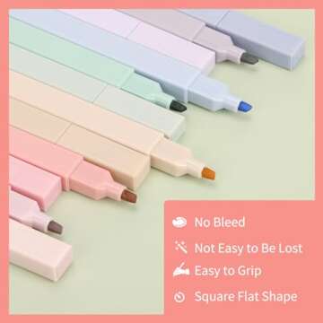 LABUK 12pcs Highlighters, Aesthetic Pastel Cute Highlighter for Bible and Pens No Bleed, with Assorted Colors, Dry Fast Easy to Hold for Journal Planner Notes School Office Supplies