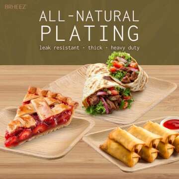 brheez Bamboo Cocktail Plates Disposable 6 inch Made from Palm Leaf 25 Party Plates, Perfect as Dessert Plates or Appetizer Plates.