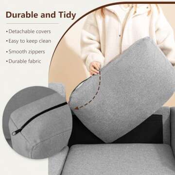 Busaurus 3 Seater Sofa Couch with Deep Seats, 89" Mid Century Modern Upholstered Sofa with Armrests, Comfy Couches for Living Room, Bedroom, Apartment and Office (Grey)